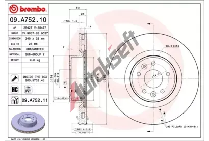 BREMBO Brzdov kotou COATED DISC LINE - 340 mm BRE 09.A752.11, 09.A752.11