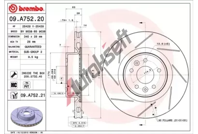 BREMBO Brzdov kotou - 340 mm BRE 09.A752.20, 09.A752.20