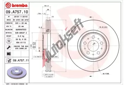 BREMBO Brzdov kotou COATED DISC LINE - 320 mm BRE 09.A757.11, 09.A757.11