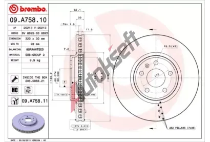 BREMBO Brzdov kotou COATED DISC LINE - 320 mm BRE 09.A758.11, 09.A758.11