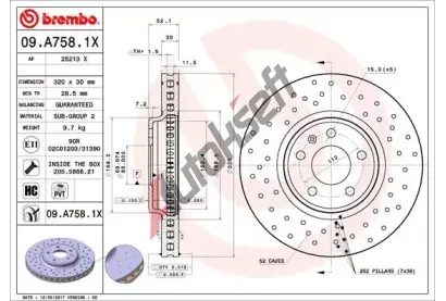 BREMBO Brzdov kotou XTRA LINE - 320 mm BRE 09.A758.1X, 09.A758.1X