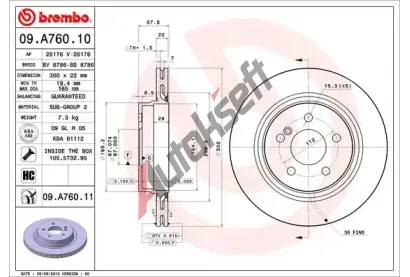 BREMBO Brzdov kotou COATED DISC LINE - 300 mm BRE 09.A760.11, 09.A760.11