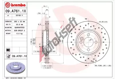 BREMBO Brzdov kotou XTRA LINE - 280 mm BRE 09.A761.1X, 09.A761.1X