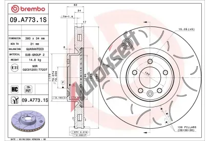BREMBO Brzdov� kotou� - 380 mm BRE 09.A773.1S, 09.A773.1S
