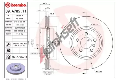 BREMBO Brzdov kotou COATED DISC LINE - 348 mm BRE 09.A785.11, 09.A785.11