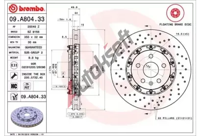 BREMBO Brzdov kotou TWO-PIECE FLOATING DISCS LINE - 355 mm BRE 09.A804.33, 09.A804.33