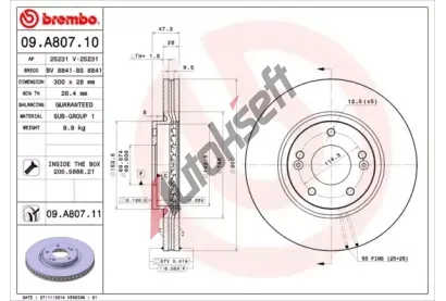 BREMBO Brzdov kotou COATED DISC LINE - 300 mm BRE 09.A807.11, 09.A807.11