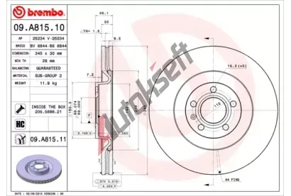 BREMBO Brzdov kotou COATED DISC LINE - 345 mm BRE 09.A815.11, 09.A815.11