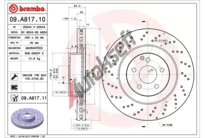 BREMBO Brzdov kotou COATED DISC LINE - 350 mm BRE 09.A817.11, 09.A817.11