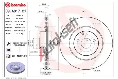 BREMBO Brzdov kotou COATED DISC LINE - 350 mm BRE 09.A817.21, 09.A817.21