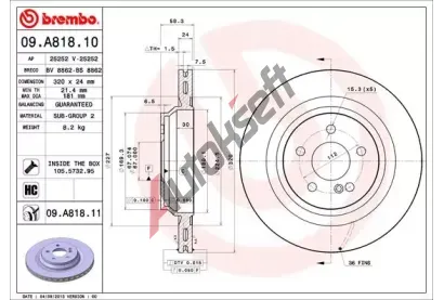 BREMBO Brzdov kotou COATED DISC LINE - 320 mm BRE 09.A818.11, 09.A818.11
