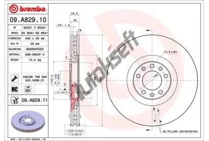 BREMBO Brzdov kotou COATED DISC LINE - 340 mm BRE 09.A829.11, 09.A829.11