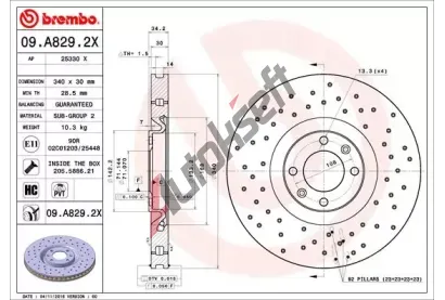 BREMBO Brzdov kotou XTRA LINE - 340 mm BRE 09.A829.2X, 09.A829.2X