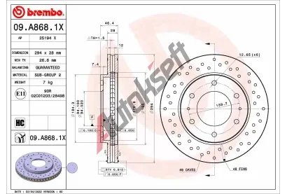 BREMBO Brzdov kotou XTRA LINE - 294 mm BRE 09.A868.1X, 09.A868.1X