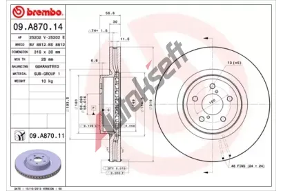 BREMBO Brzdov kotou COATED DISC LINE - 316 mm BRE 09.A870.11, 09.A870.11