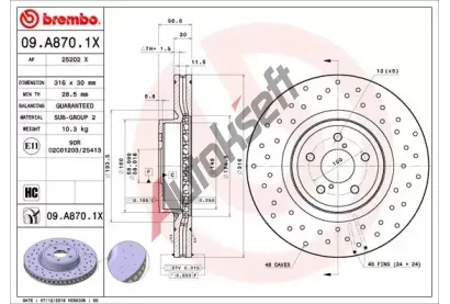 BREMBO Brzdov kotou XTRA LINE - 316 mm BRE 09.A870.1X, 09.A870.1X