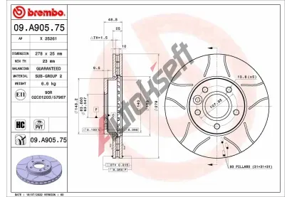 BREMBO Brzdov kotou XTRA LINE - 278 mm BRE 09.A905.75, 09.A905.75