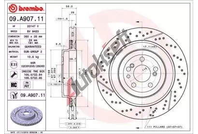 BREMBO Brzdov kotou COATED DISC LINE - 360 mm BRE 09.A907.11, 09.A907.11