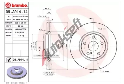 BREMBO Brzdov kotou - 295 mm BRE 09.A914.14, 09.A914.14