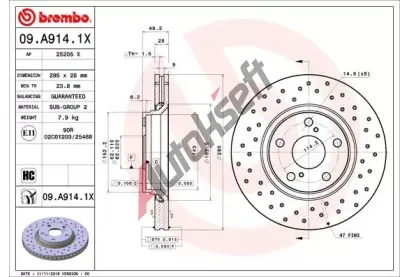 BREMBO Brzdov kotou XTRA LINE - 295 mm BRE 09.A914.1X, 09.A914.1X