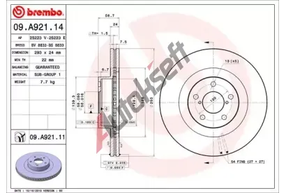 BREMBO Brzdov kotou COATED DISC LINE - 293 mm BRE 09.A921.11, 09.A921.11