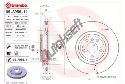 BREMBO Brzdov kotou COATED DISC LINE - 330 mm BRE 09.A956.11, 09.A956.11