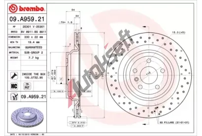 BREMBO Brzdov kotou COATED DISC LINE - 330 mm BRE 09.A959.21, 09.A959.21