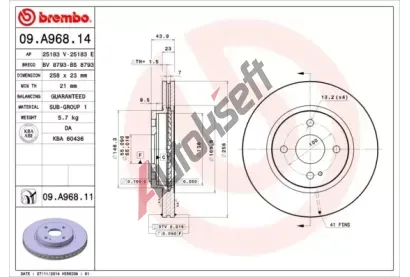 BREMBO Brzdov kotou - 258 mm BRE 09.A968.14, 09.A968.14