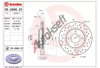 BREMBO Brzdov kotou XTRA LINE - 258 mm BRE 09.A968.2X, 09.A968.2X