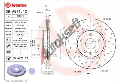 BREMBO Brzdov kotou XTRA LINE - 321 mm BRE 09.A971.1X, 09.A971.1X