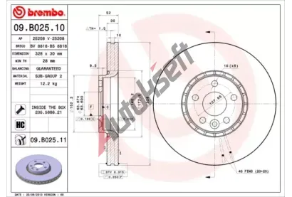 BREMBO Brzdov kotou COATED DISC LINE - 328 mm BRE 09.B025.11, 09.B025.11