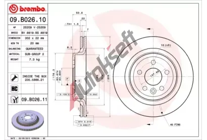 BREMBO Brzdov kotou COATED DISC LINE - 302 mm BRE 09.B026.11, 09.B026.11