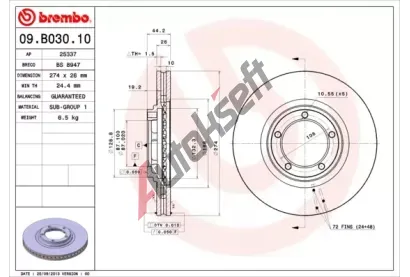 BREMBO Brzdov kotou - 274 mm BRE 09.B030.10, 09.B030.10