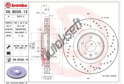 BREMBO Brzdov kotou XTRA LINE - 345 mm BRE 09.B039.1X, 09.B039.1X