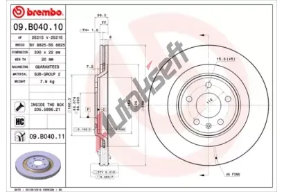 BREMBO Brzdov kotou COATED DISC LINE - 330 mm BRE 09.B040.11, 09.B040.11