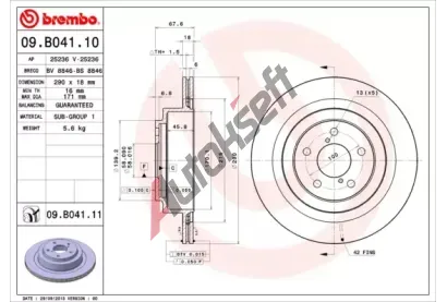 BREMBO Brzdov kotou COATED DISC LINE - 290 mm BRE 09.B041.11, 09.B041.11