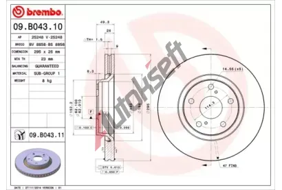 BREMBO Brzdov kotou COATED DISC LINE - 295 mm BRE 09.B043.11, 09.B043.11