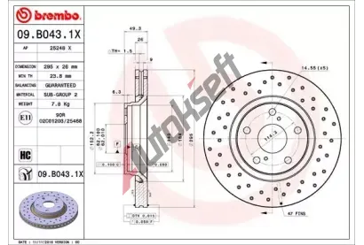 BREMBO Brzdov kotou XTRA LINE - 295 mm BRE 09.B043.1X, 09.B043.1X