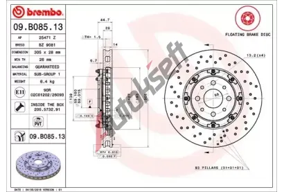 BREMBO Brzdov kotou TWO-PIECE FLOATING DISCS LINE - 305 mm BRE 09.B085.13, 09.B085.13