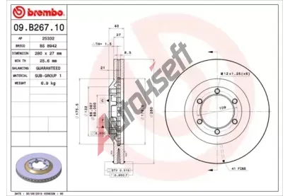BREMBO Brzdov kotou - 280 mm BRE 09.B267.10, 09.B267.10