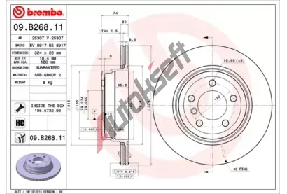 BREMBO Brzdov kotou COATED DISC LINE - 324 mm BRE 09.B268.11, 09.B268.11