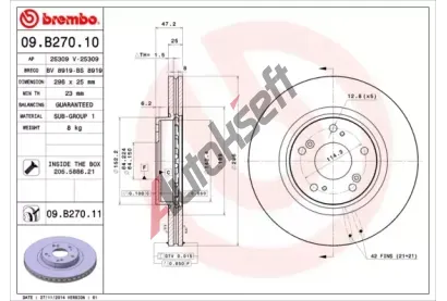 BREMBO Brzdov kotou COATED DISC LINE - 296 mm BRE 09.B270.11, 09.B270.11