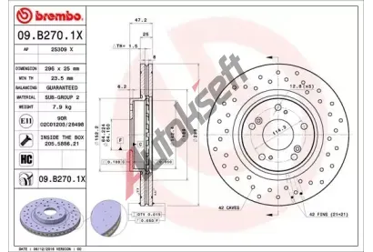 BREMBO Brzdov kotou XTRA LINE - 296 mm BRE 09.B270.1X, 09.B270.1X