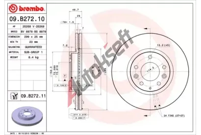 BREMBO Brzdov kotou - 299 mm BRE 09.B272.10, 09.B272.10