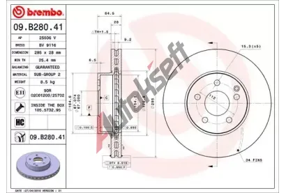 BREMBO Brzdov kotou COATED DISC LINE - 295 mm BRE 09.B280.41, 09.B280.41