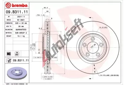 BREMBO Brzdov kotou COATED DISC LINE - 326 mm BRE 09.B311.11, 09.B311.11