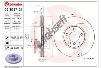 BREMBO Brzdov kotou BRE 09.B337.21, 09.B337.21