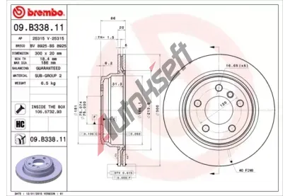 BREMBO Brzdov kotou COATED DISC LINE - 300 mm BRE 09.B338.11, 09.B338.11