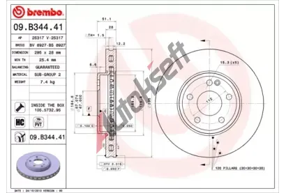 BREMBO Brzdov kotou COATED DISC LINE - 295 mm BRE 09.B344.41, 09.B344.41