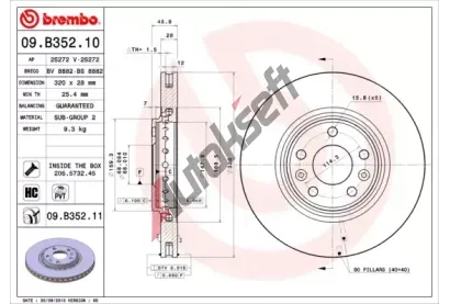 BREMBO Brzdov kotou COATED DISC LINE - 320 mm BRE 09.B352.11, 09.B352.11